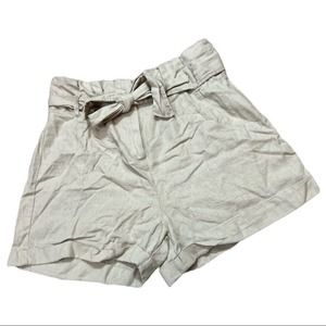 Ci Sono | Women's Khaki Linen Tie Belt Shorts - Medium